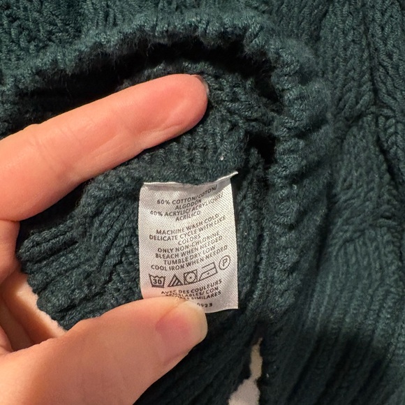 Loft Green Chunky Cable Knit Sweater - Picture 3 of 4